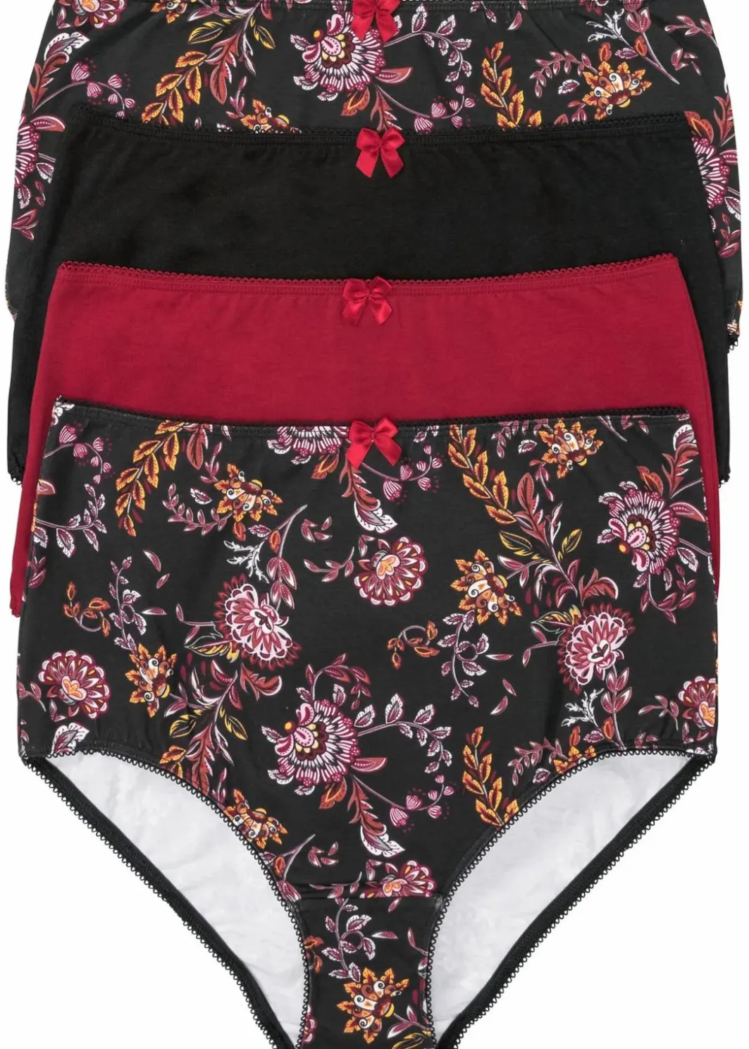 Damen bonprix Wäsche·Baumwollunterwäsche|Wäsche·Höschen|Highwaist Slip mit Baumwolle (4er Pack)