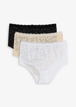 Damen bonprix Nachhaltigere Materialien|Höschen|Highwaist Slip aus Spitze (3er Pack)