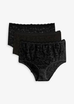 Damen bonprix Wäsche·Höschen|Nachhaltigere Materialien|Highwaist Slip aus Spitze (3er Pack)