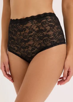 Damen bonprix Wäsche·Höschen|Nachhaltigere Materialien|Highwaist Slip aus Spitze (3er Pack)