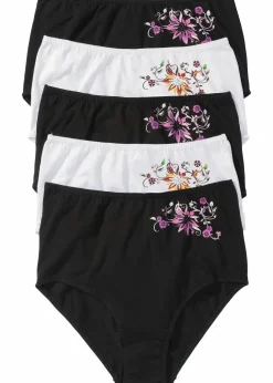 Damen bonprix Wäsche·Baumwollunterwäsche|Wäsche·Höschen|Highwaist Slip (5er Pack)