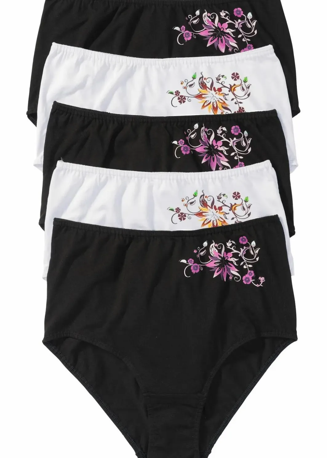 Damen bonprix Wäsche·Baumwollunterwäsche|Wäsche·Höschen|Highwaist Slip (5er Pack)