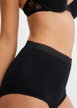 Damen bonprix Wäsche·Basics|Wäsche·Baumwollunterwäsche|Highwaist Slip mit Baumwolle (3er Pack)