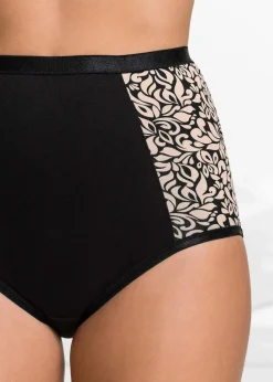 Damen bonprix Wäsche·Baumwollunterwäsche|Wäsche·Höschen|Highwaist Slip mit Bio-Baumwolle (4er Pack)