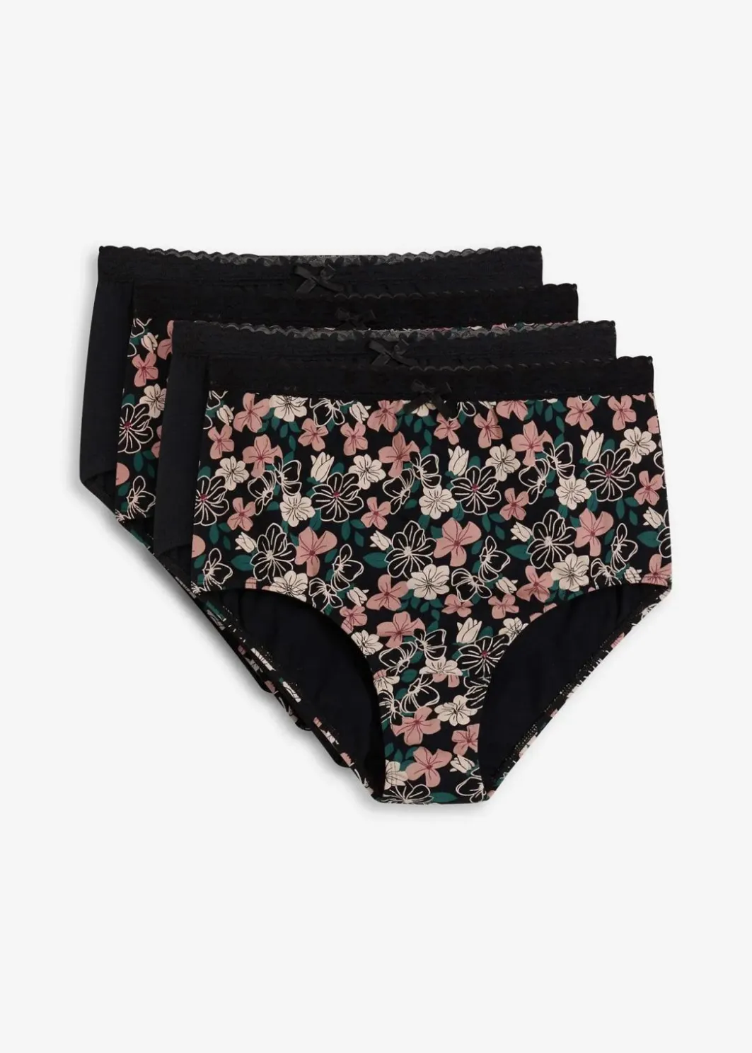 Damen bonprix Wäsche·Baumwollunterwäsche|Wäsche·Höschen|Highwaist Slip mit Bio-Baumwolle (4er Pack)