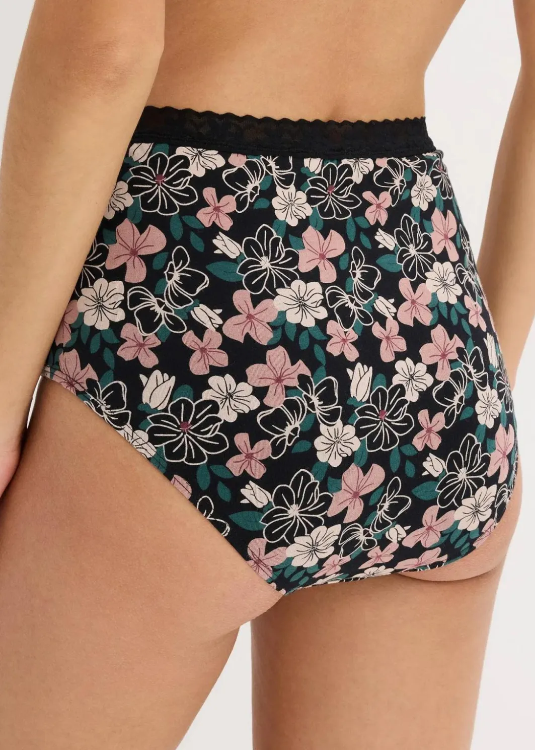 Damen bonprix Wäsche·Baumwollunterwäsche|Wäsche·Höschen|Highwaist Slip mit Bio-Baumwolle (4er Pack)