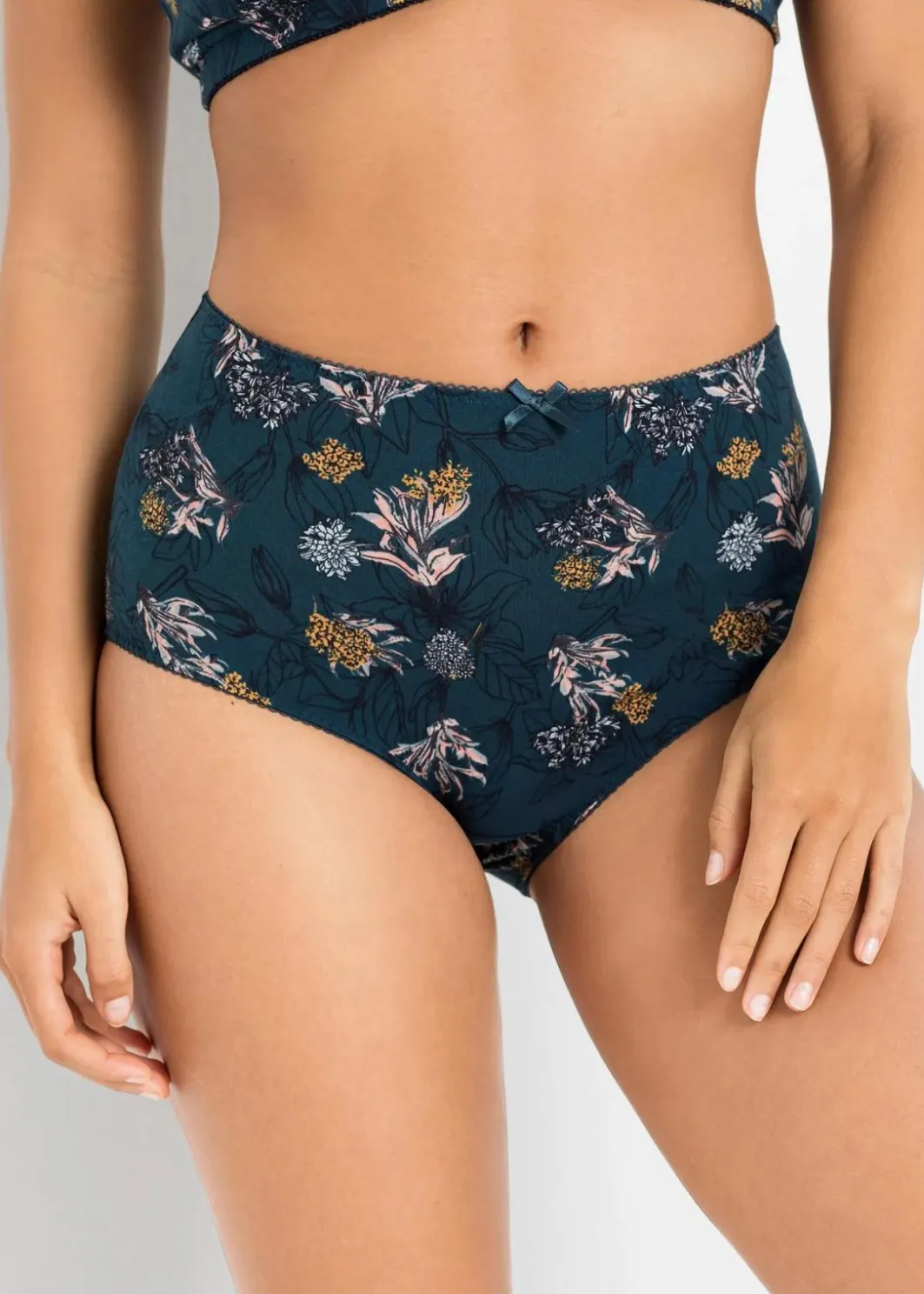 Damen bonprix Wäsche·Baumwollunterwäsche|Wäsche·Höschen|Highwaist Slip mit Bio-Baumwolle (4er Pack)