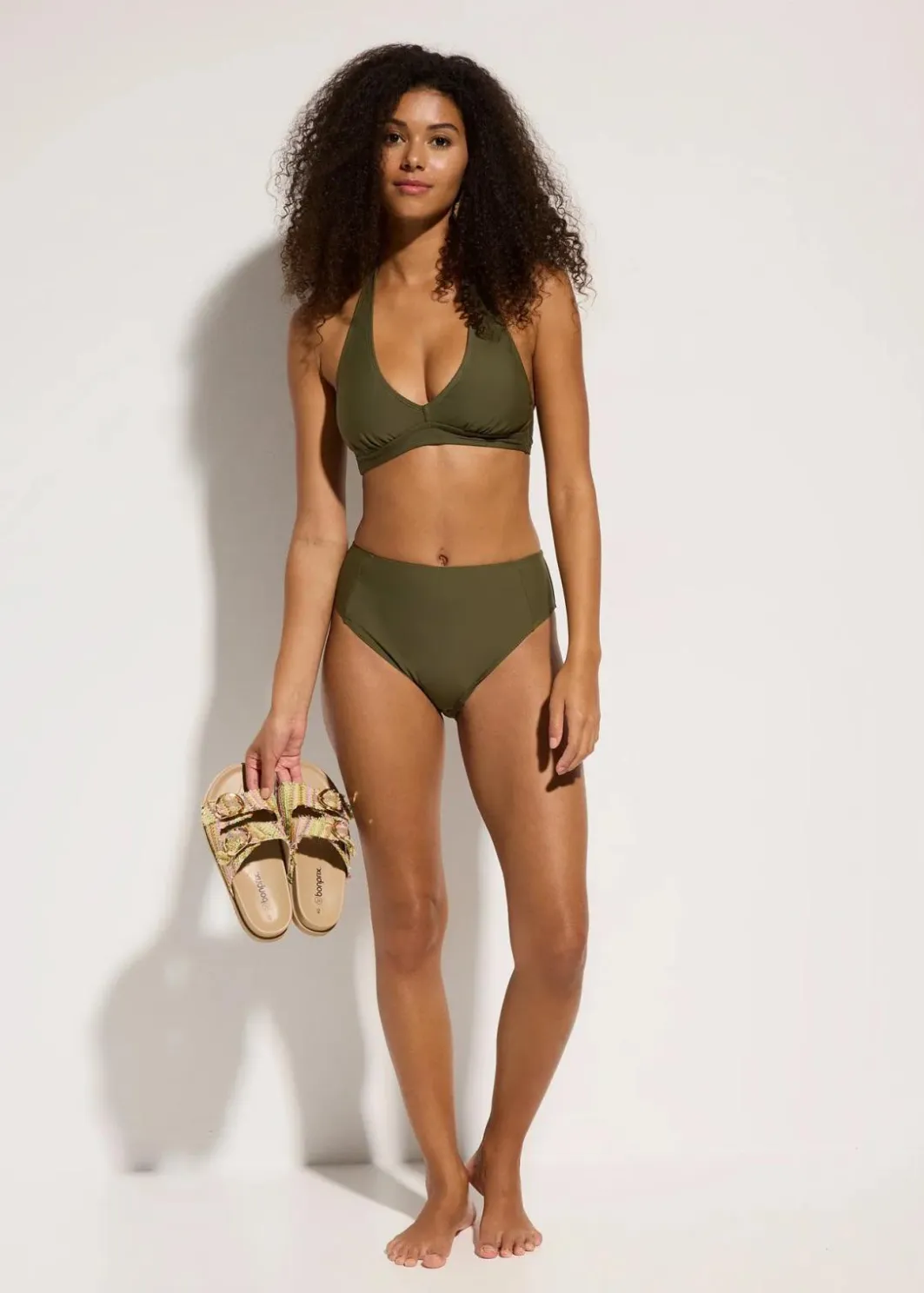 New Highwaist-Bikinihose mit hohem Beinausschnitt Damen Nachhaltigere Materialien|Bademode·Tankinis