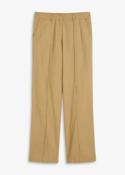 Online Highwaist-Bundfaltenhose mit Leinen Damen Hosen