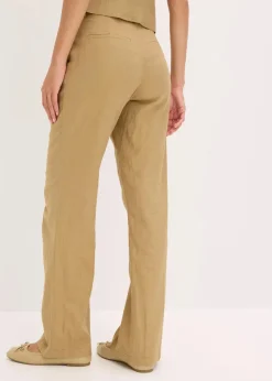 Online Highwaist-Bundfaltenhose mit Leinen Damen Hosen