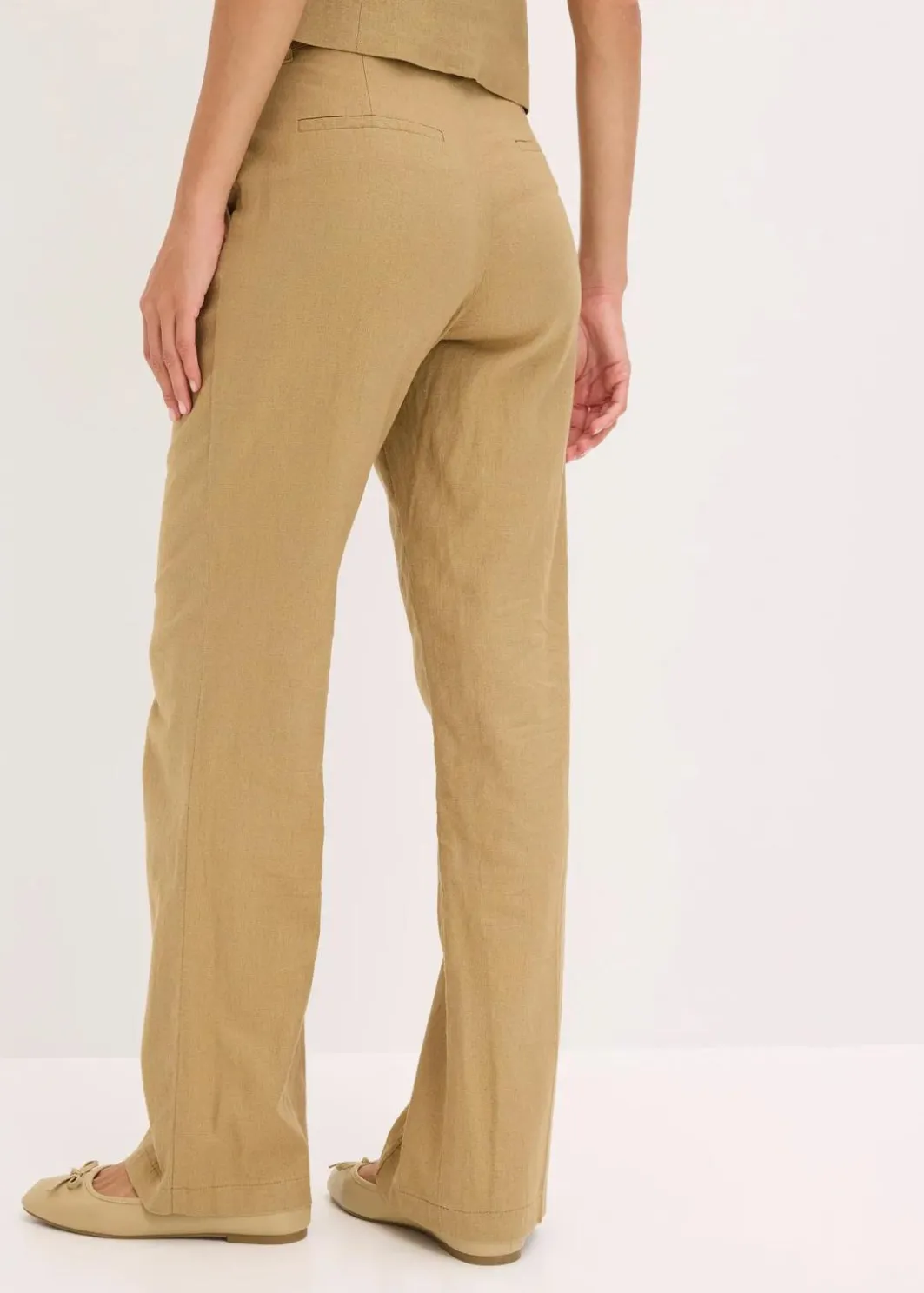 Online Highwaist-Bundfaltenhose mit Leinen Damen Hosen