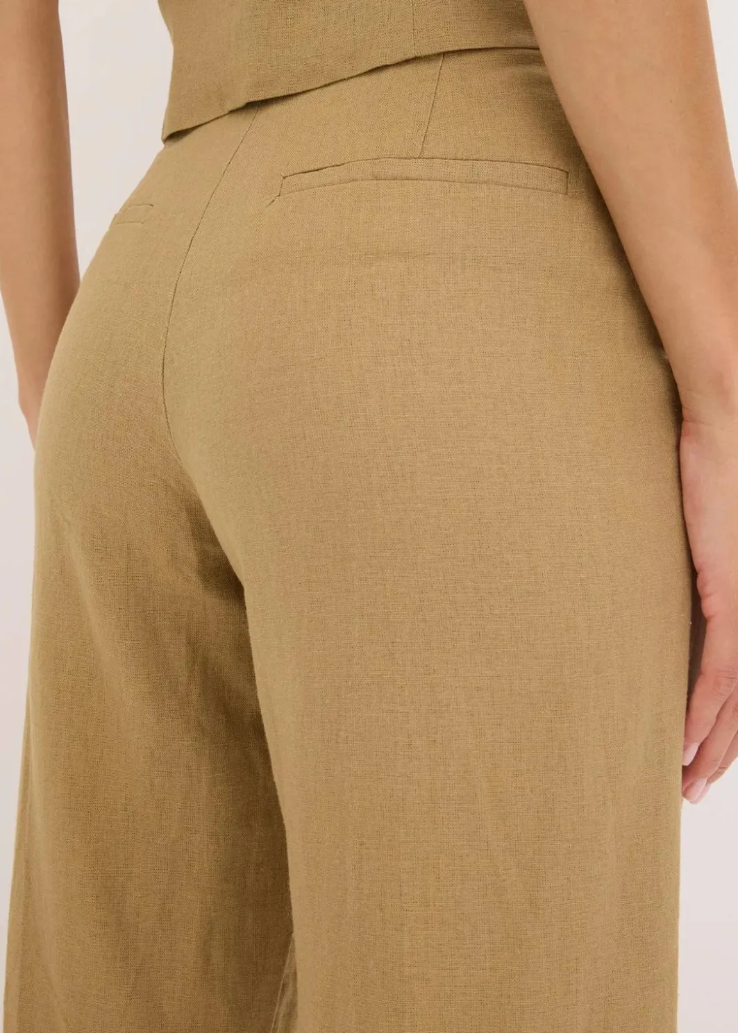 Online Highwaist-Bundfaltenhose mit Leinen Damen Hosen
