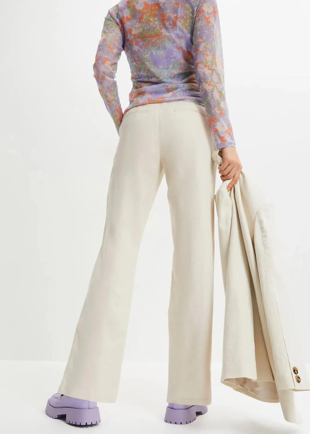 Damen bonprix Nachhaltigere Materialien|Hosen|High-Waist-Hose aus Leinen-Viskose-Mix