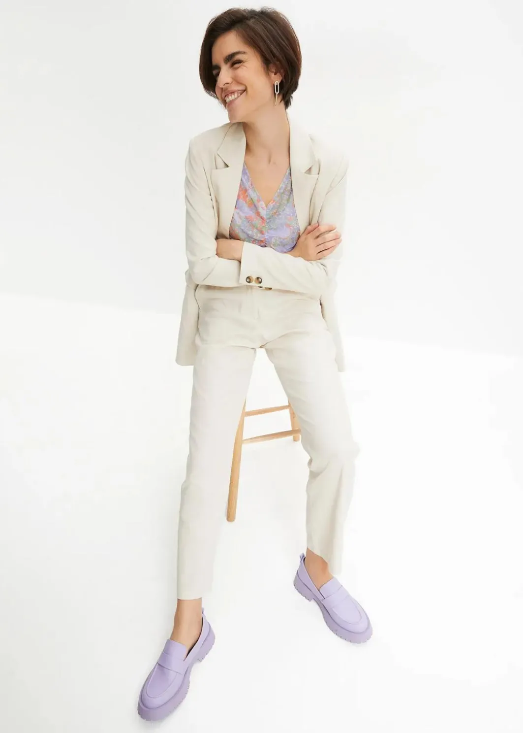 Damen bonprix Nachhaltigere Materialien|Hosen|High-Waist-Hose aus Leinen-Viskose-Mix