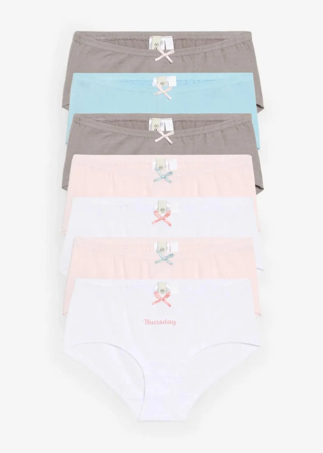 Kinder bonprix Mehrfachpacks|Mädchen·Unterwäsche|Hipster mit weicher Bio-Baumwolle mit Satin-Schleife (7er Pack)