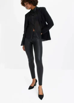 Damen bonprix Kurzgrößen|Bekleidung·Kleider|Hochglänzende Lederimitat-Leggings