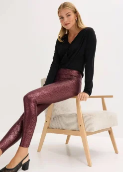 Discount Hochglänzende Lederimitat-Leggings Damen Kurzgrößen|Hosen
