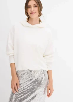 Damen bonprix Sweat|Bekleidung·Blusen & Tuniken|Hoodie aus leicht glänzendem Viskose-Mix