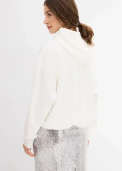 Damen bonprix Sweat|Bekleidung·Blusen & Tuniken|Hoodie aus leicht glänzendem Viskose-Mix