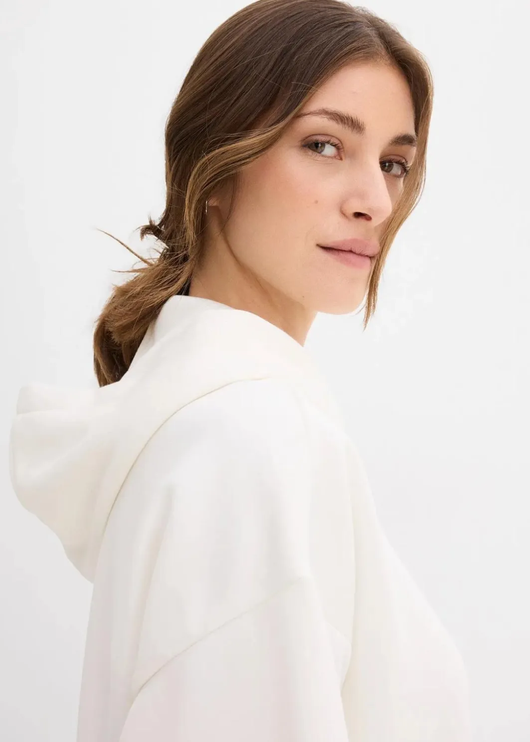 Damen bonprix Sweat|Bekleidung·Blusen & Tuniken|Hoodie aus leicht glänzendem Viskose-Mix