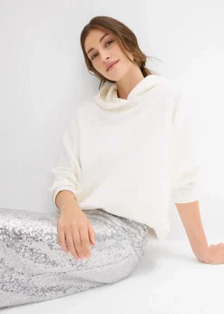 Damen bonprix Sweat|Bekleidung·Blusen & Tuniken|Hoodie aus leicht glänzendem Viskose-Mix
