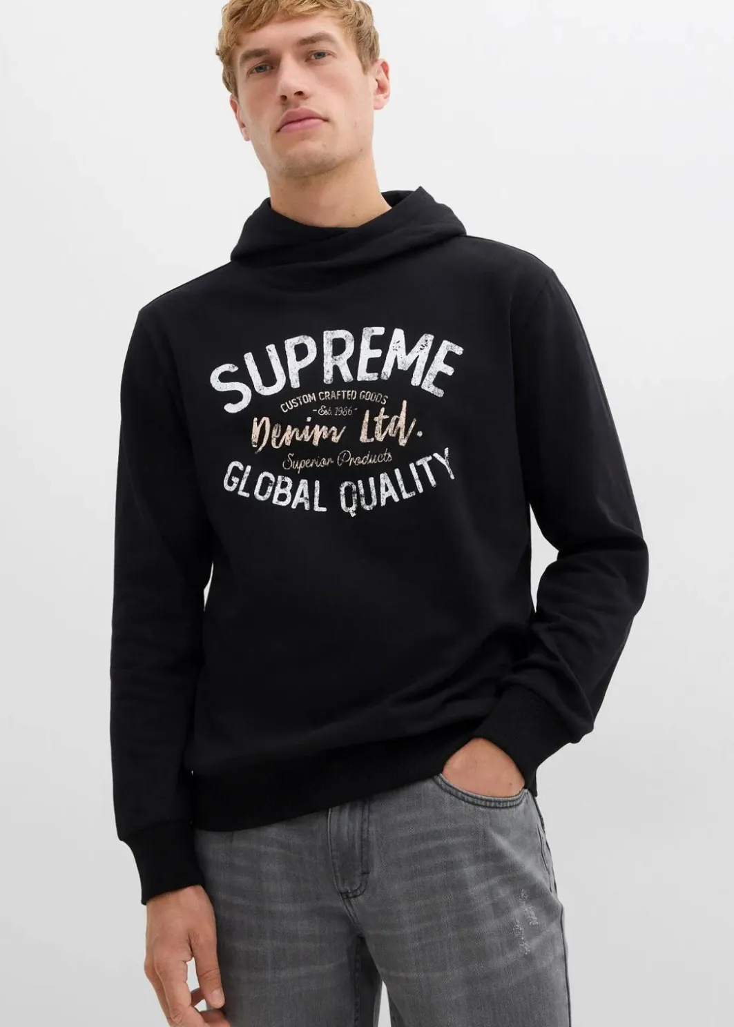 New Hoodie aus weichem Baumwoll-Mix Herren Große Größen|Sweat