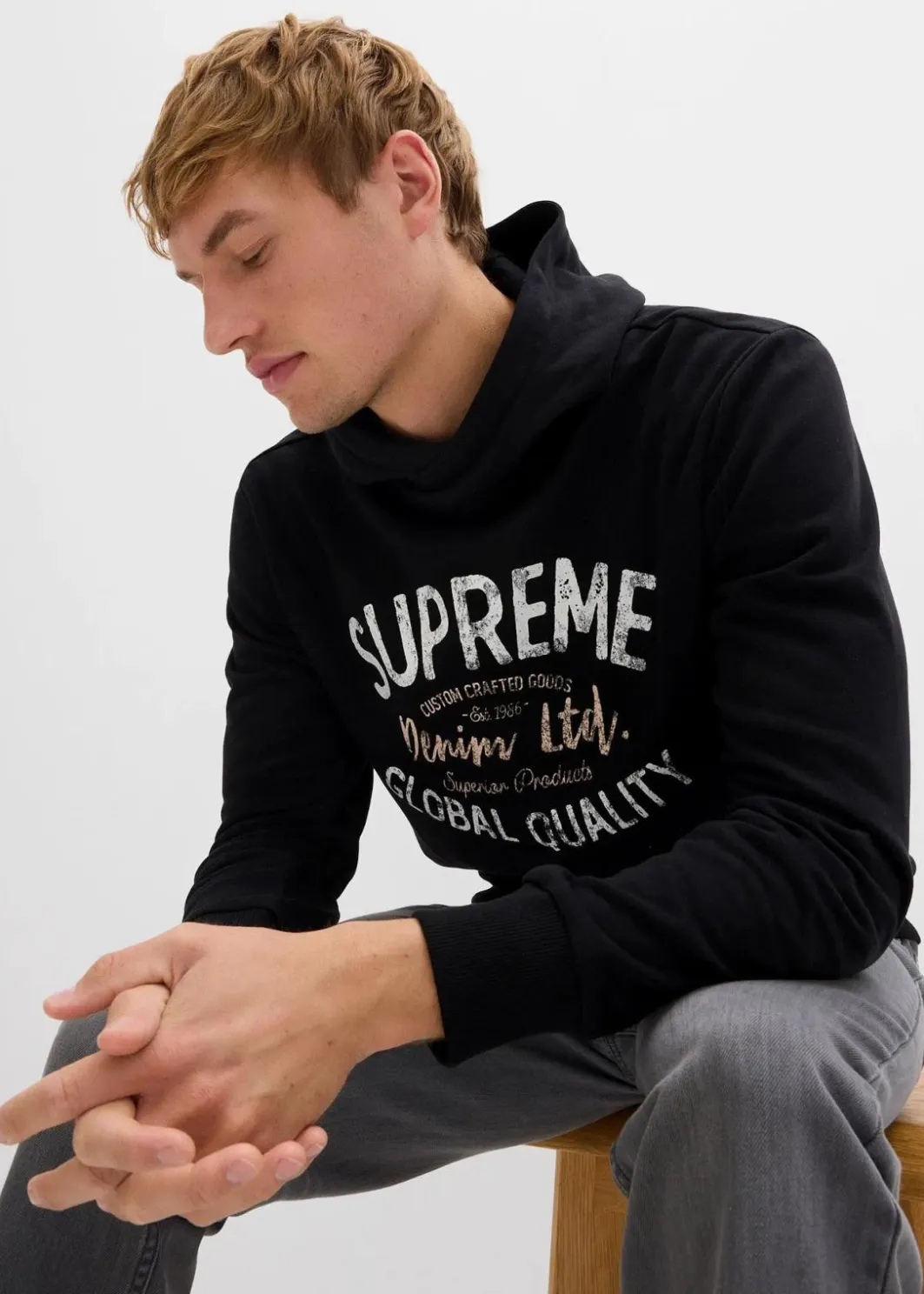 New Hoodie aus weichem Baumwoll-Mix Herren Große Größen|Sweat
