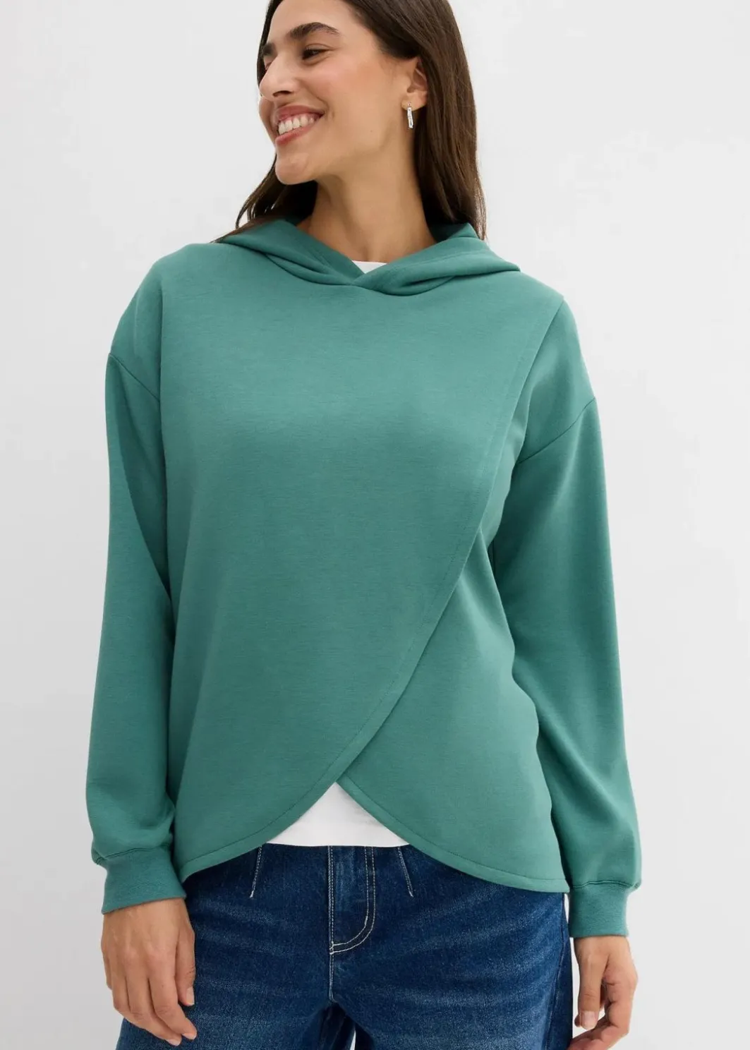 Damen bonprix Sweat|Bekleidung·Blusen & Tuniken|Hoodie mit Kapuze aus softem Viskose-Mix