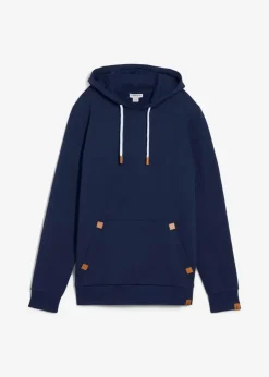 Herren bonprix Große Größen|Sweat|Hoodie mit Lederimitat Details