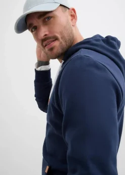 Herren bonprix Große Größen|Sweat|Hoodie mit Lederimitat Details