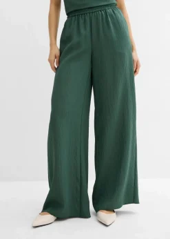 Damen bonprix Hosen|Zweiteiler & Sets|Hose aus aus strukturiertem Crinkle-Viskose-Mix