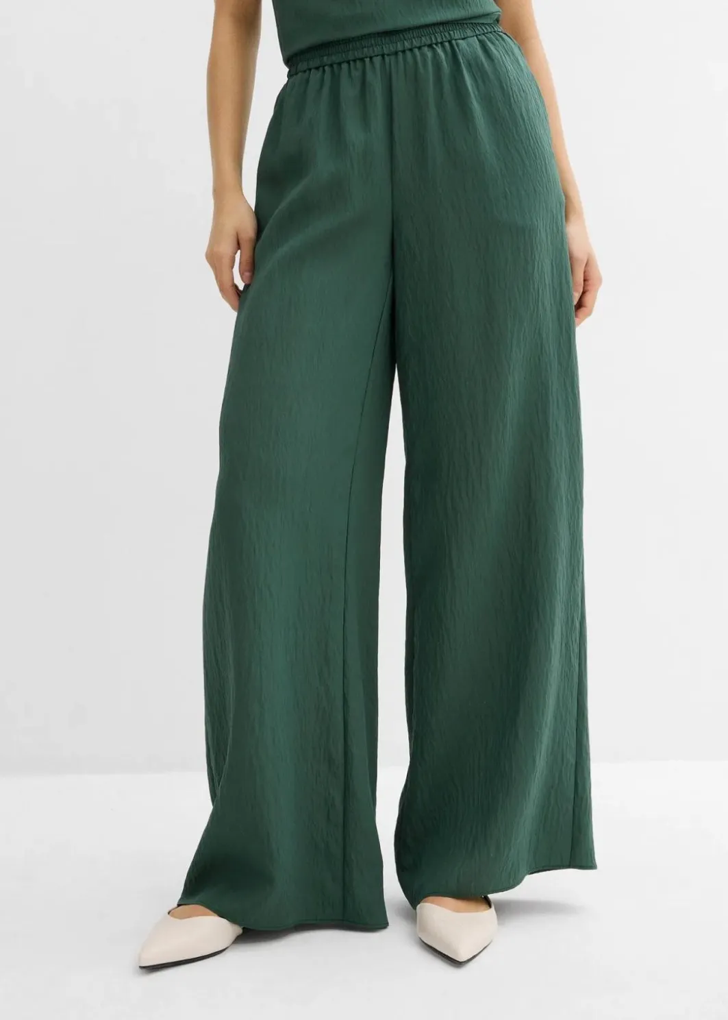 Damen bonprix Hosen|Zweiteiler & Sets|Hose aus aus strukturiertem Crinkle-Viskose-Mix
