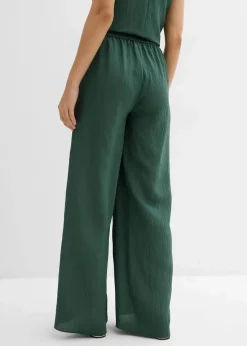 Damen bonprix Hosen|Zweiteiler & Sets|Hose aus aus strukturiertem Crinkle-Viskose-Mix