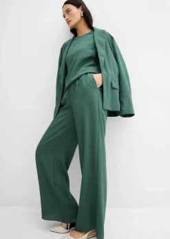 Damen bonprix Hosen|Zweiteiler & Sets|Hose aus aus strukturiertem Crinkle-Viskose-Mix