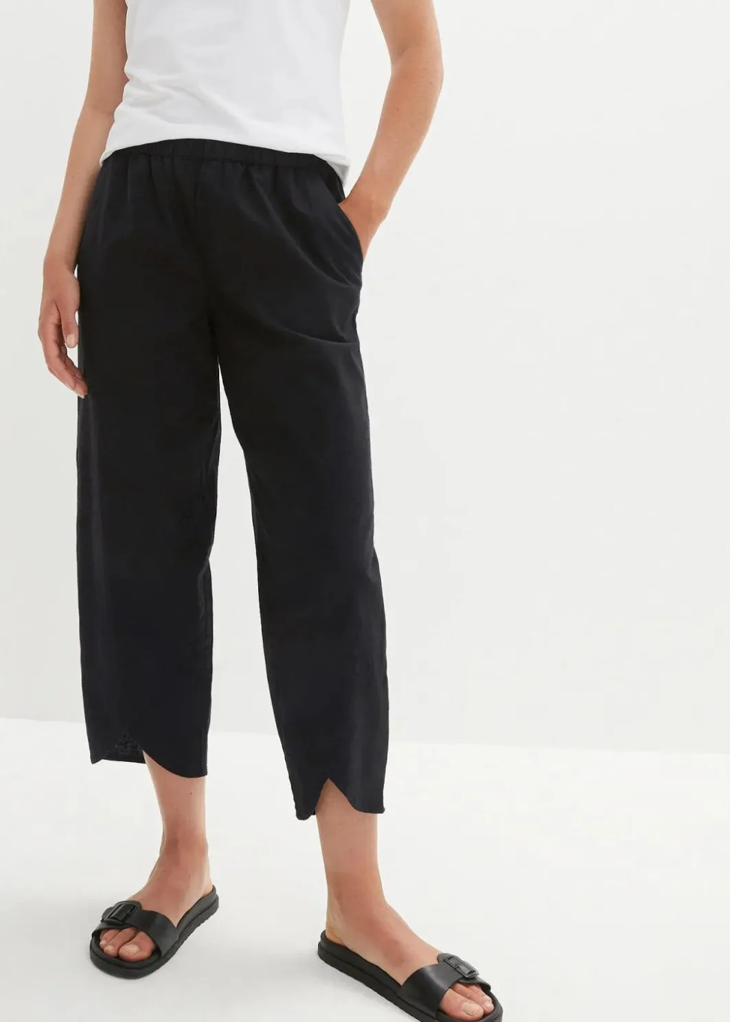 Online 3/4-Hose aus leichtem Leinen-Mix Damen Bekleidung·Kleider|Hosen