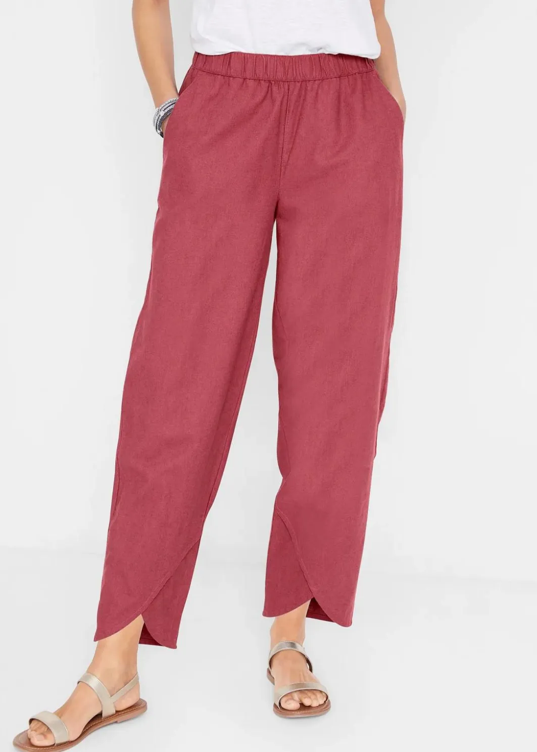 Damen bonprix Hosen|Bekleidung·Kleider|3/4-Hose aus leichtem Leinen-Mix