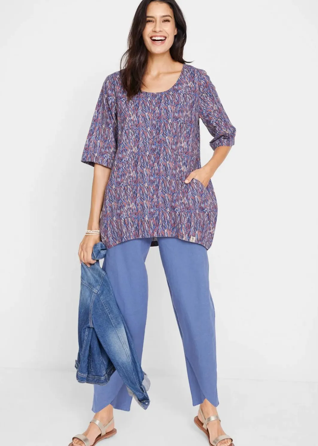 Online 3/4-Hose aus leichtem Leinen-Mix Damen Hosen|Bekleidung·Kleider