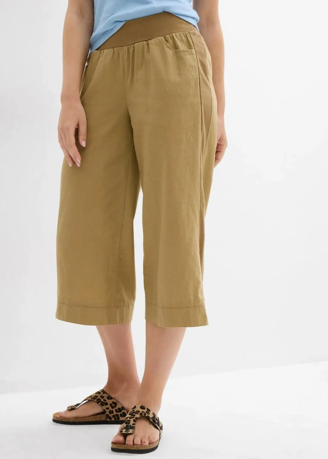 Damen bonprix Nachhaltigere Materialien|Hosen|3/4-Hose aus Leinen-Baumwoll-Mischung