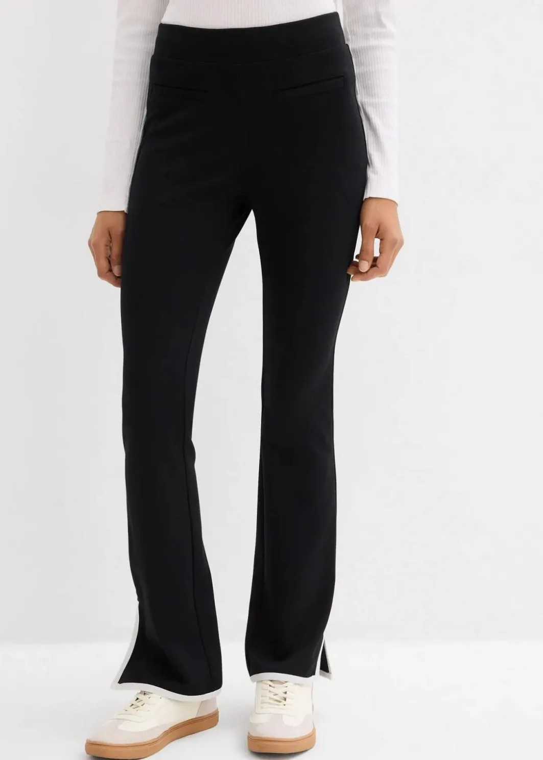 Damen bonprix Bekleidung·Kleider|Hosen|Hose aus Punto di Roma mit abgesetztem Schlitz