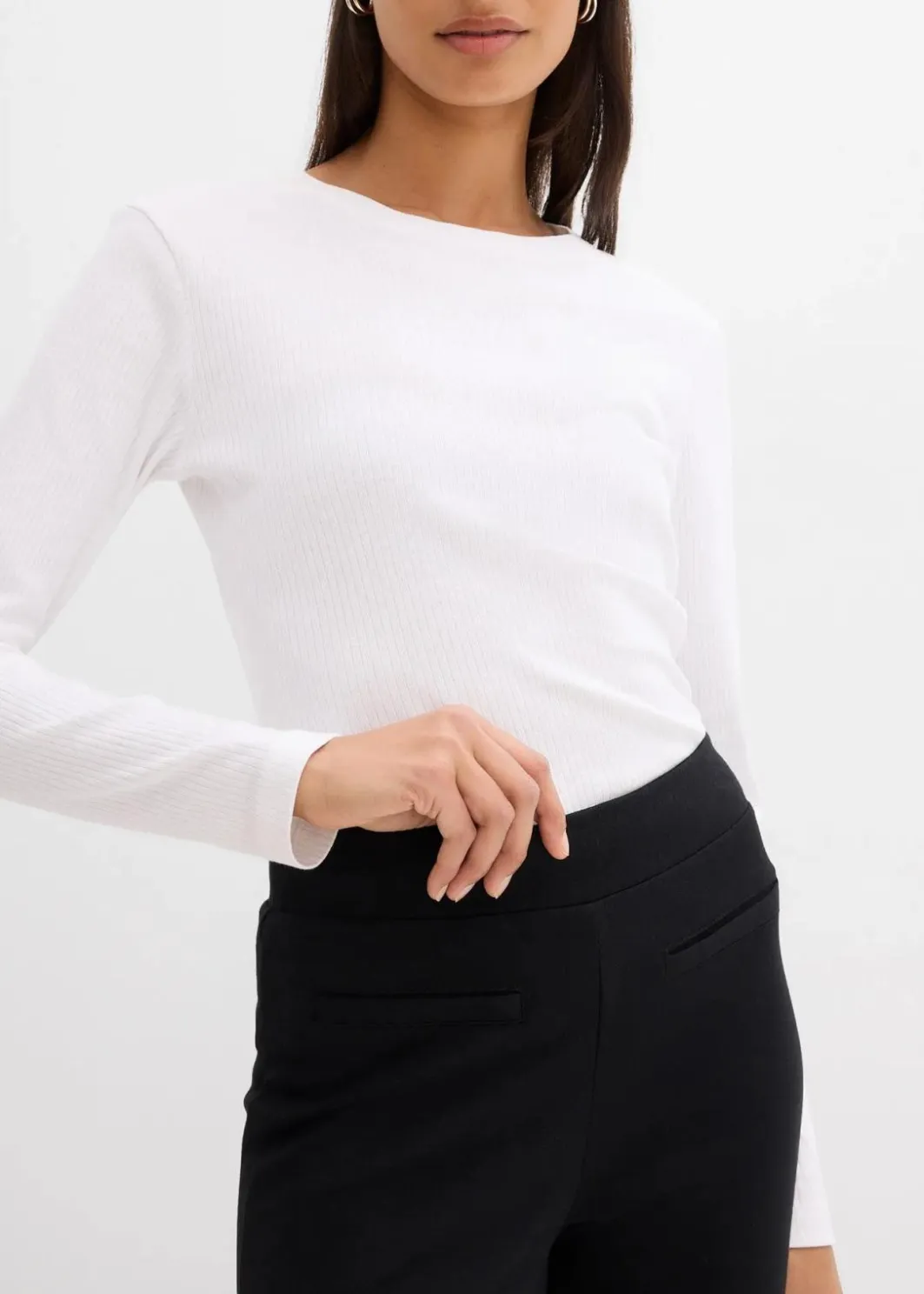 Damen bonprix Bekleidung·Kleider|Hosen|Hose aus Punto di Roma mit abgesetztem Schlitz