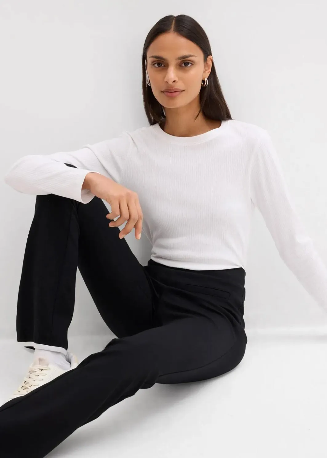 Damen bonprix Bekleidung·Kleider|Hosen|Hose aus Punto di Roma mit abgesetztem Schlitz