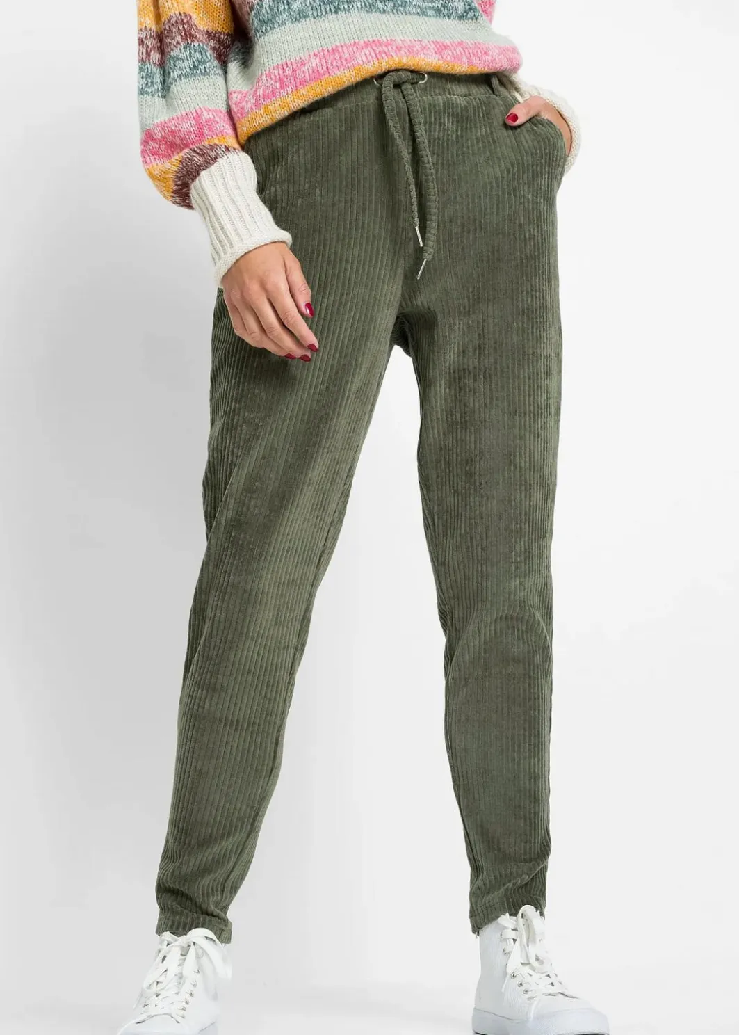Clearance Hose in Cordoptik mit elastischem Bund Damen Bekleidung·Kleider|Hosen