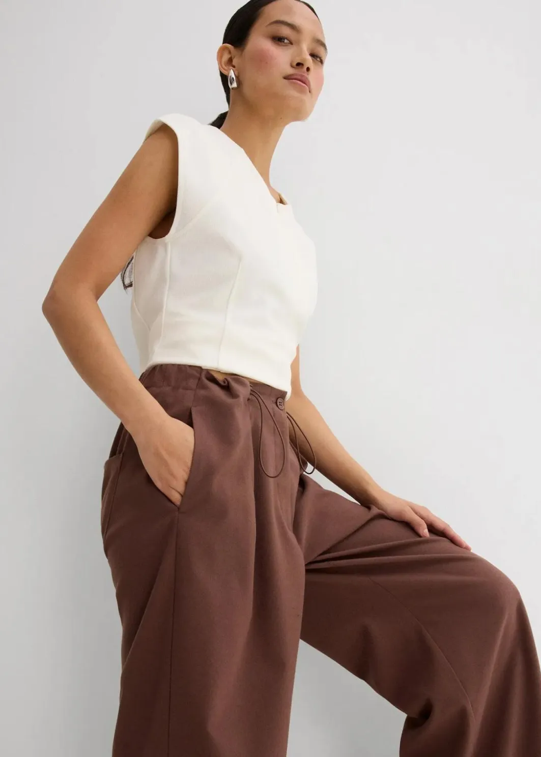Damen bonprix Bekleidung·Kleider|Zweiteiler & Sets|Hose mit funktionalen Details aus Viskose-Mix