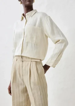 Damen bonprix Bekleidung·Kleider|Premium|Hose mit Gürtel (2-tlg.Set) aus reinem Leinen