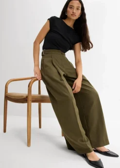 Damen bonprix Bekleidung·Kleider|Hosen|Hose mit Seitenschnallen aus Viskose-Mix