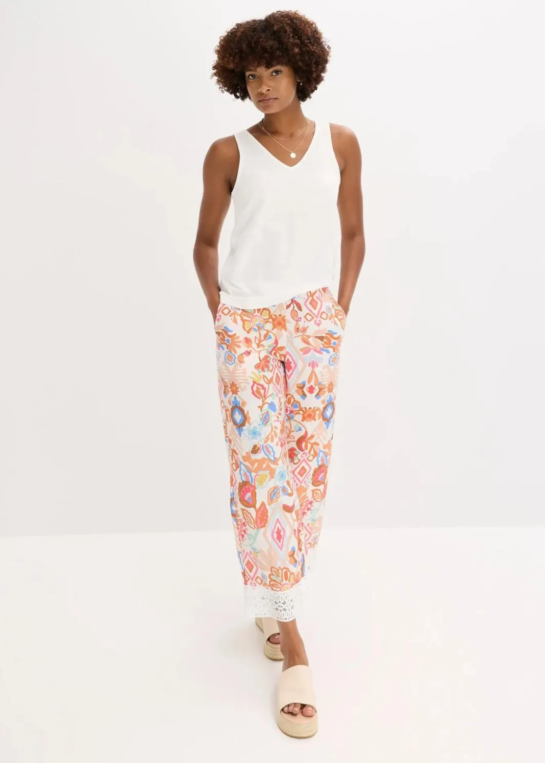 Damen bonprix Bekleidung·Kleider|Hosen|Hose mit Spitze