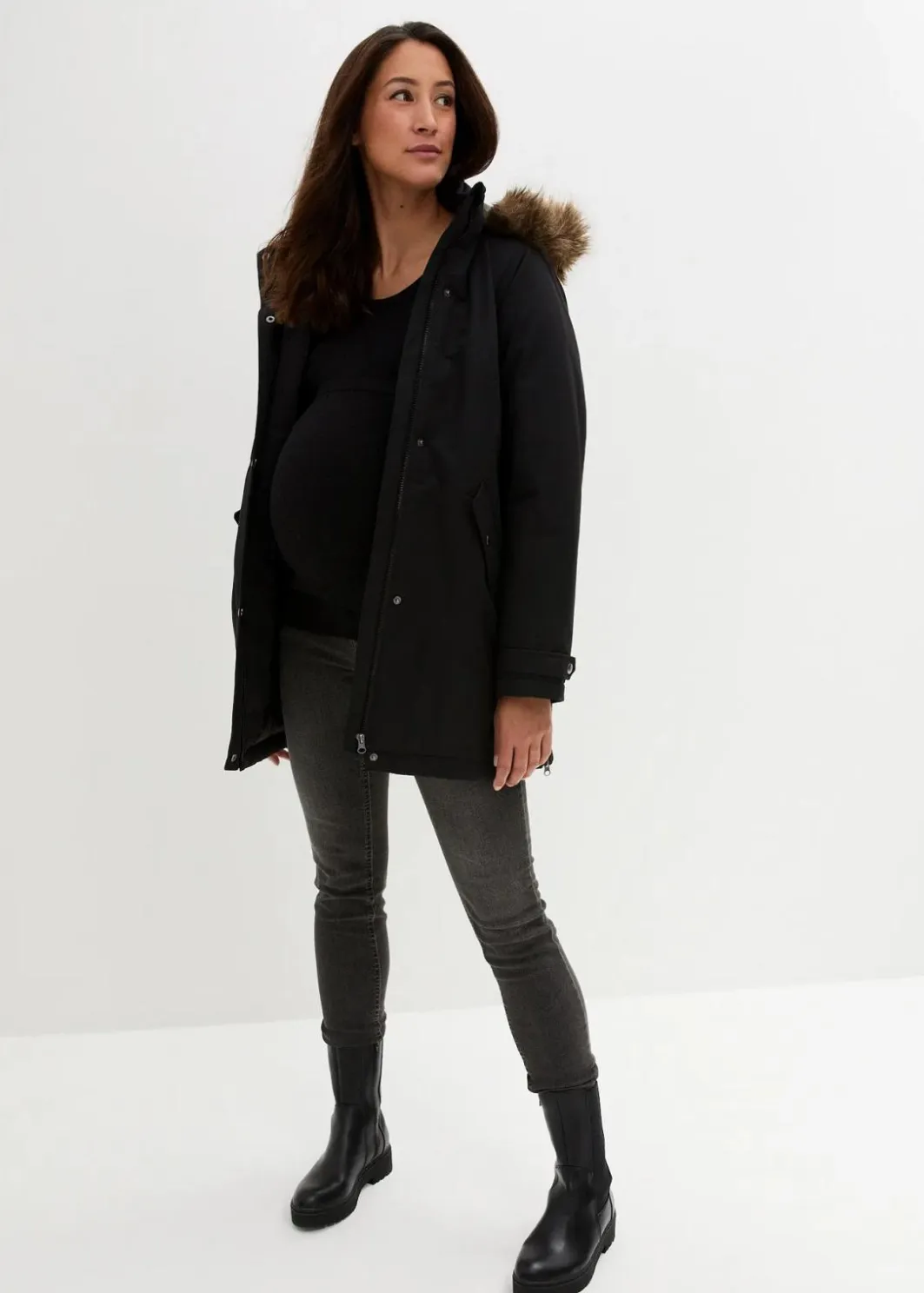 3-in-1 Funktions-Umstandsjacke und Tragejacke Damen Nachhaltigere Materialien|Umstandsmode