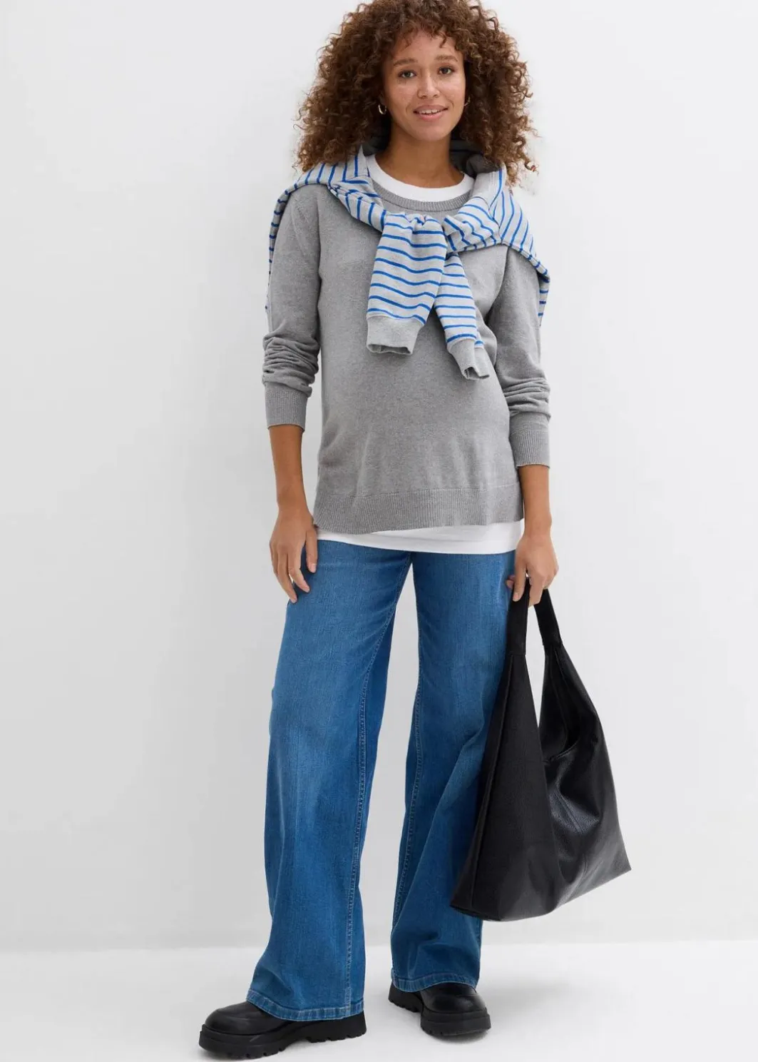 3-in-1 Set aus Umstandspullover und Stilltop aus Baumwollstrick Damen Bekleidung·Blazer|Umstandsmode