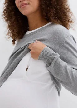 3-in-1 Set aus Umstandspullover und Stilltop aus Baumwollstrick Damen Bekleidung·Blazer|Umstandsmode