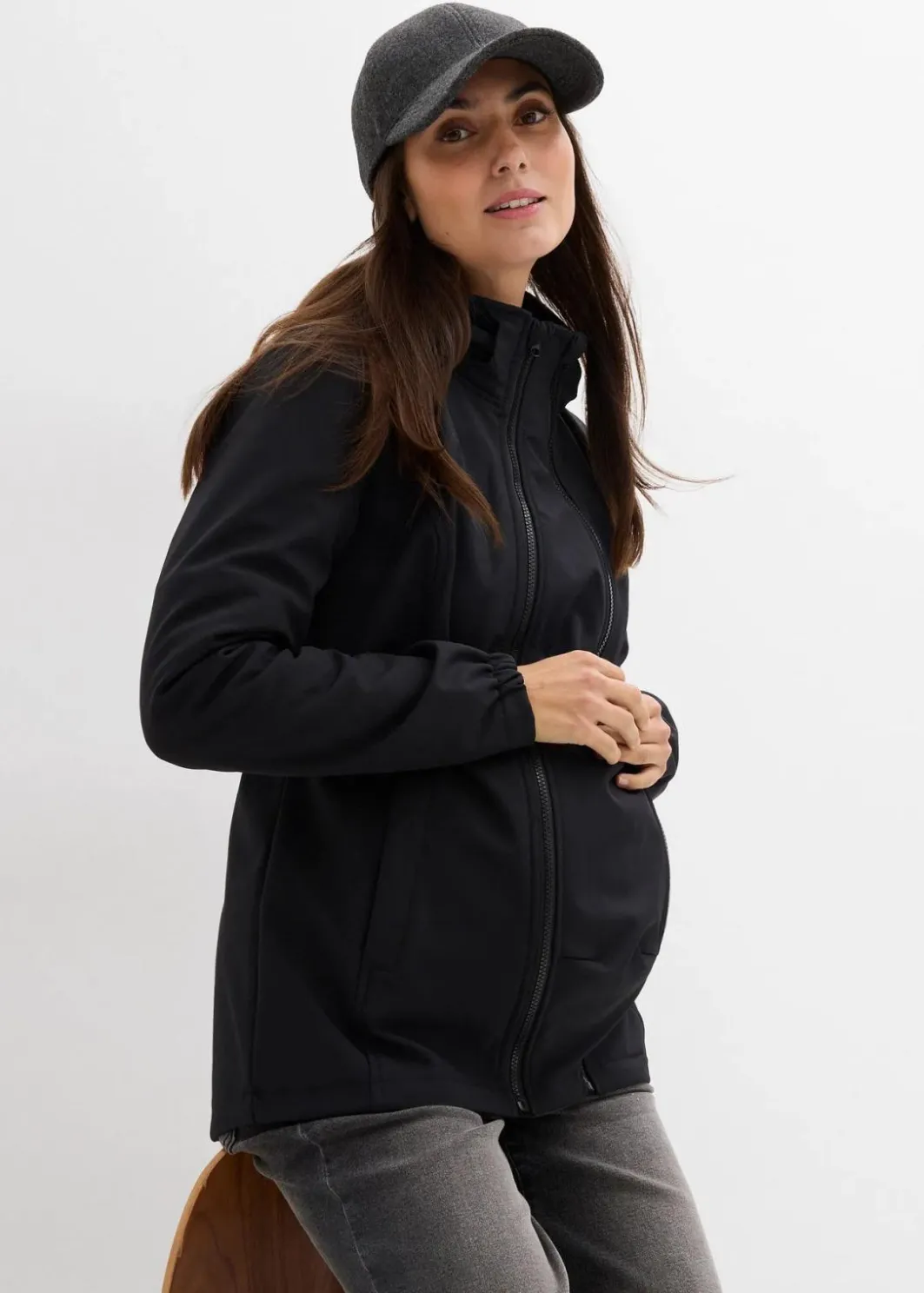 New 4-in-1 Softshelljacke mit Babyeinsatz zum vorne und hinten tragen Damen Bekleidung·Blazer|Umstandsmode
